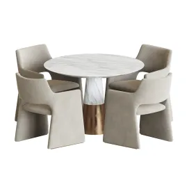 Dining with foley faux mohair chair vex marble table